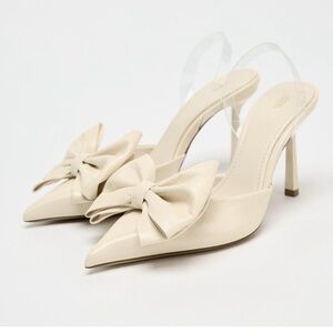 Zara Cream Bow Heels